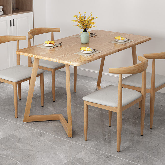 Simple Home Wood Dining Table Rectangle Shape Dining Table with Wood Pedestal Base