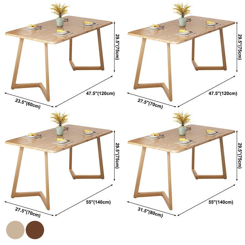 Simple Home Wood Dining Table Rectangle Shape Dining Table with Wood Pedestal Base