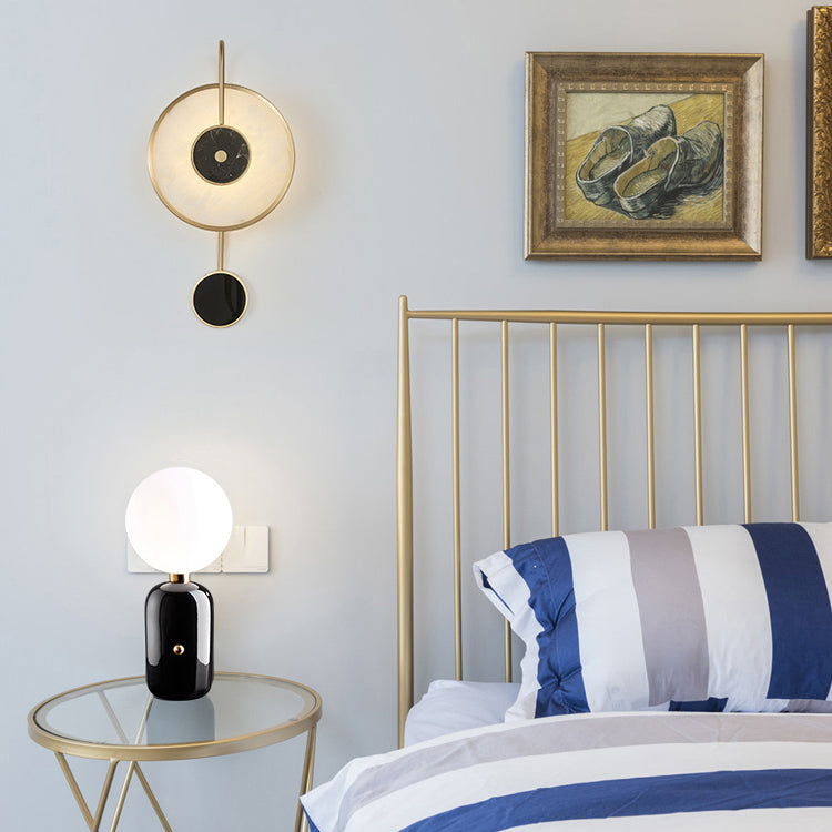 Contemporary Gold Marble Wall Mounted Lighting 1-Light Wall Sconce for Living Room