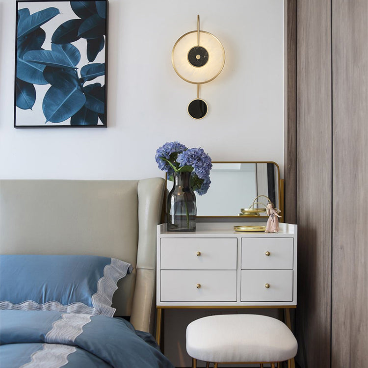 Contemporary Gold Marble Wall Mounted Lighting 1-Light Wall Sconce for Living Room