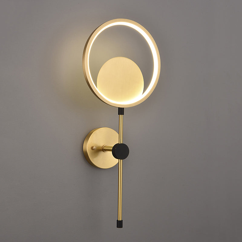 Rame moderno nordico rame a parete a parete a parete rotonda applique a parete per camera da letto