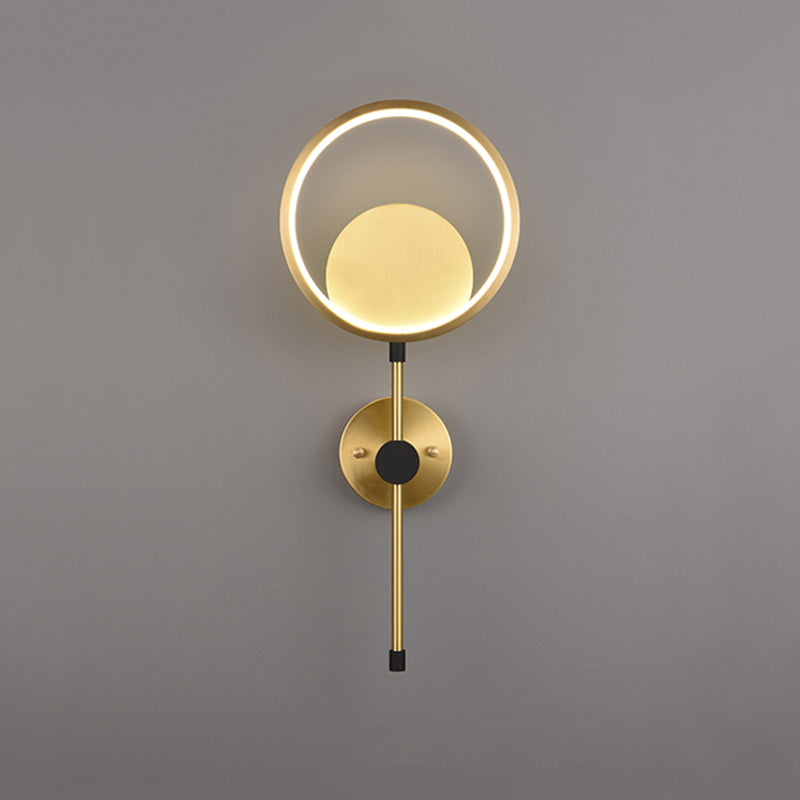 Rame moderno nordico rame a parete a parete a parete rotonda applique a parete per camera da letto