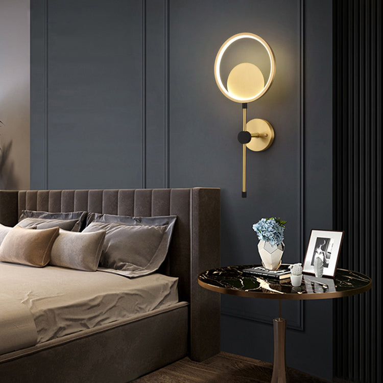Rame moderno nordico rame a parete a parete a parete rotonda applique a parete per camera da letto