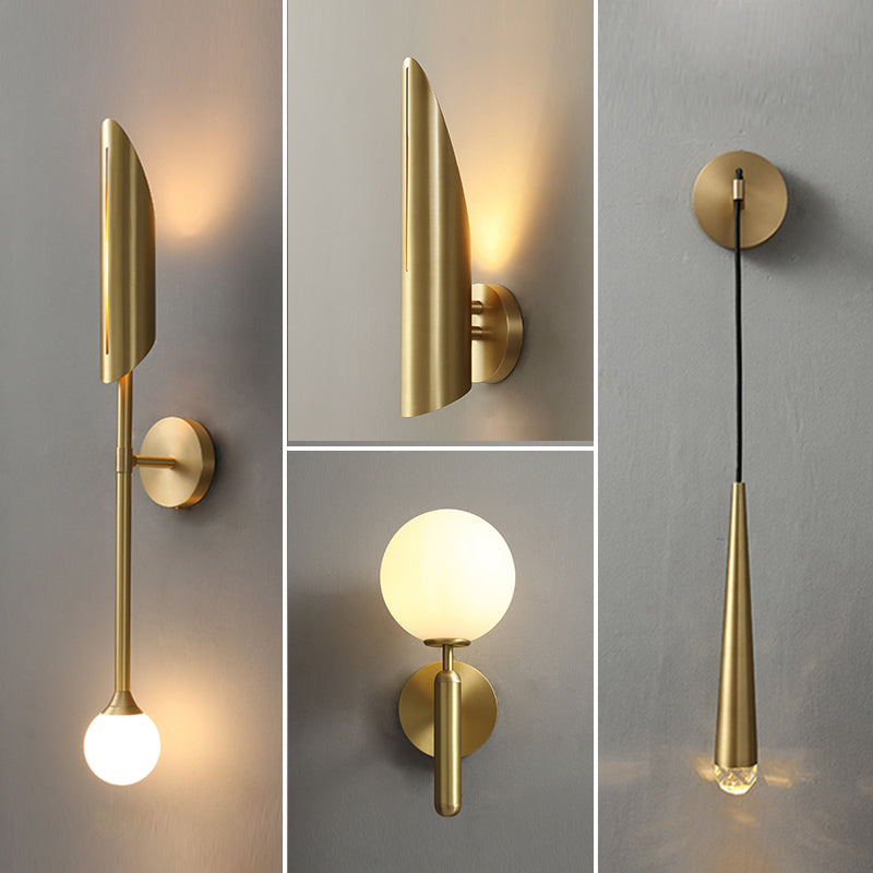 Nordic Modern Copper Wall Light Fixture Armed Sconce Light for Living Room