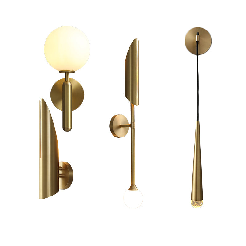 Nordic Modern Copper Wall Light Fixture Armed Sconce Light for Living Room