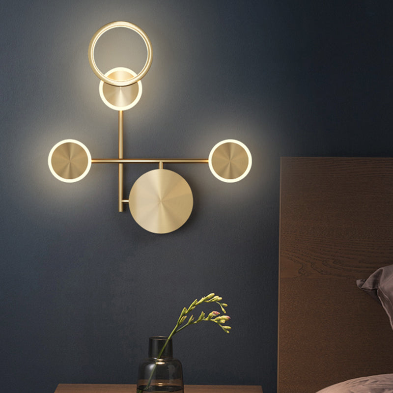 1-Light Modern Nordic Wall Lights Copper Wall Mounted Lamps for Bedroom