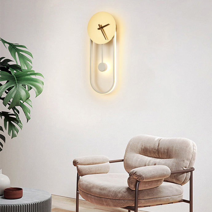 Lampada a monte a parete ovale moderna in metallo a parete a 1 luce per camera da letto