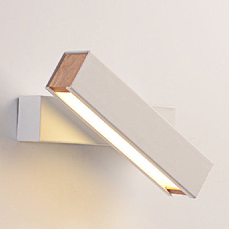 Modern Creative LED Rotatable Wall Lamp Wrought Iron Rectangular Wall Light with Acrylic Shade