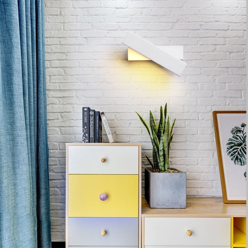 Modern Creative LED Rotatable Wall Lamp Wrought Iron Rectangular Wall Light with Acrylic Shade