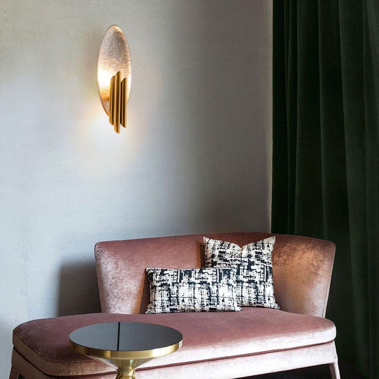 Lampada a parete ovale oro ovale in moderna lampada da parete in ferro elettroplate in stile di lusso per camera da letto