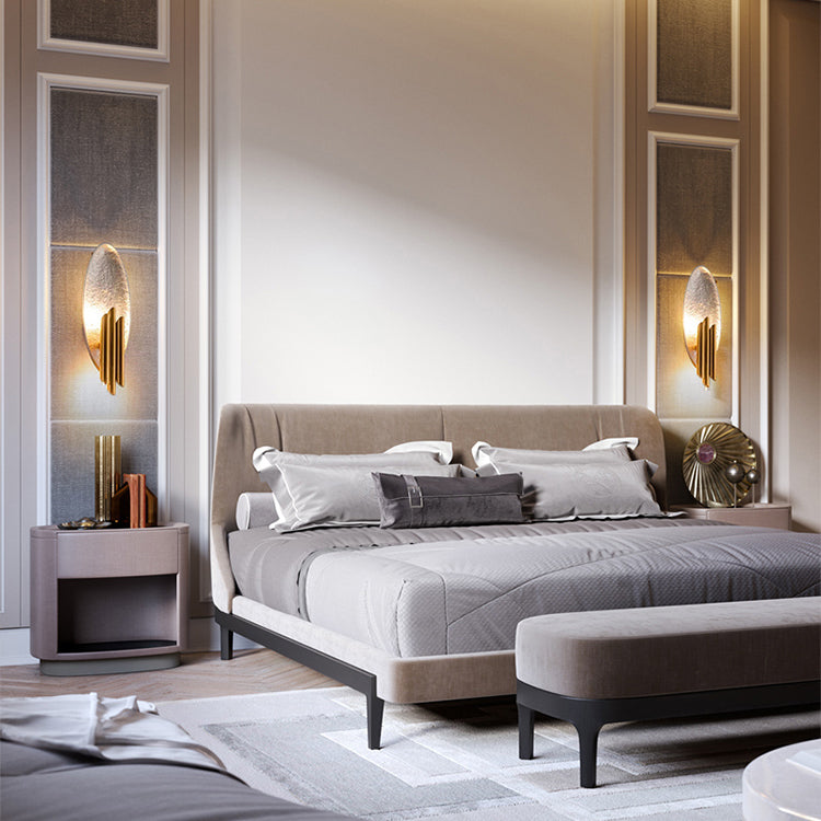 Lampada a parete ovale oro ovale in moderna lampada da parete in ferro elettroplate in stile di lusso per camera da letto