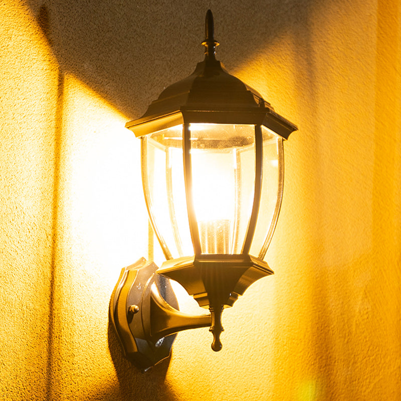 Bewaffnetes klares Glas 1-Licht Wandleuchte Industrielle Außenwandlampe im Freien