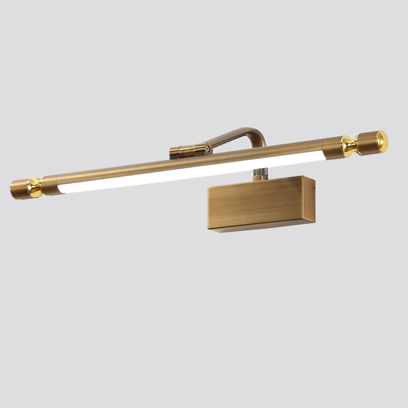1-Light Linear Shade Wall Sconce Modern Simple Style Mirror Wall Lighting in Brass