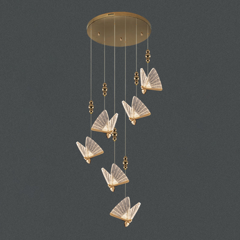 Lampe suspendue à LED en or acrylique dans le style en alliage zinc moderne de style artistique