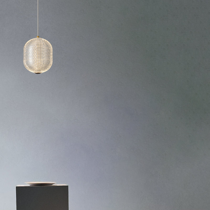 Luce a sospensione interno minimalista, illuminazione a sospensione acrilica del cilindro macaron