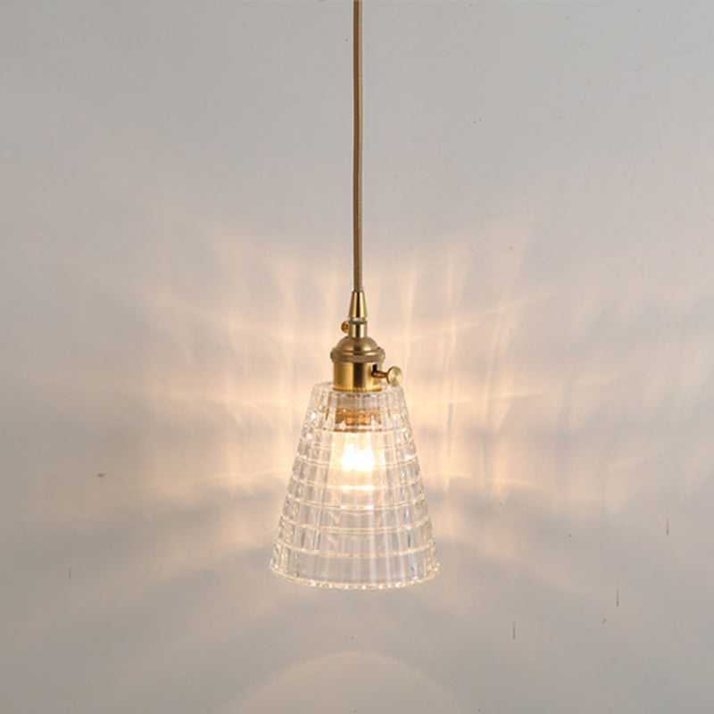 Minimalist 1-Light Hanging Lamp, Contemporary Ribbed Glass Hanging Light
