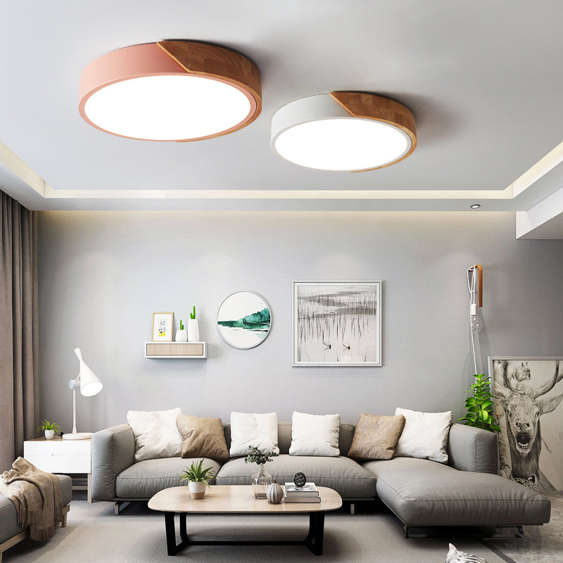 1-Light Round Flush Mount Ceiling Light Fixtures Modern Metal Led Flush Light