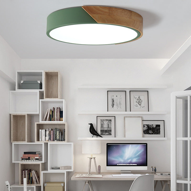 1-Light Round Flush Mount Ceiling Light Fixtures Modern Metal Led Flush Light