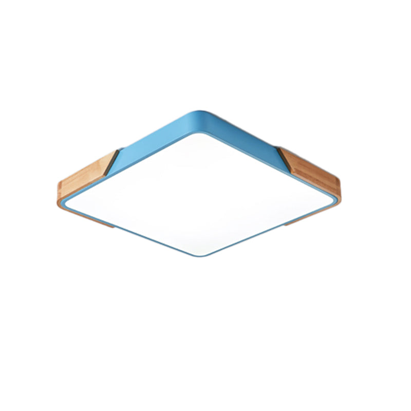 1-Light Squared Flush Mount Ceiling Light Fixtures Modern Metal Led Flush Light