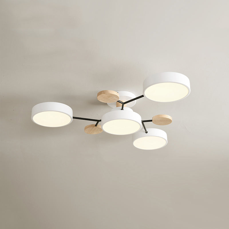 4-Heads Round Semi Flush Mount Light Modern Style Metal Led Flush Light