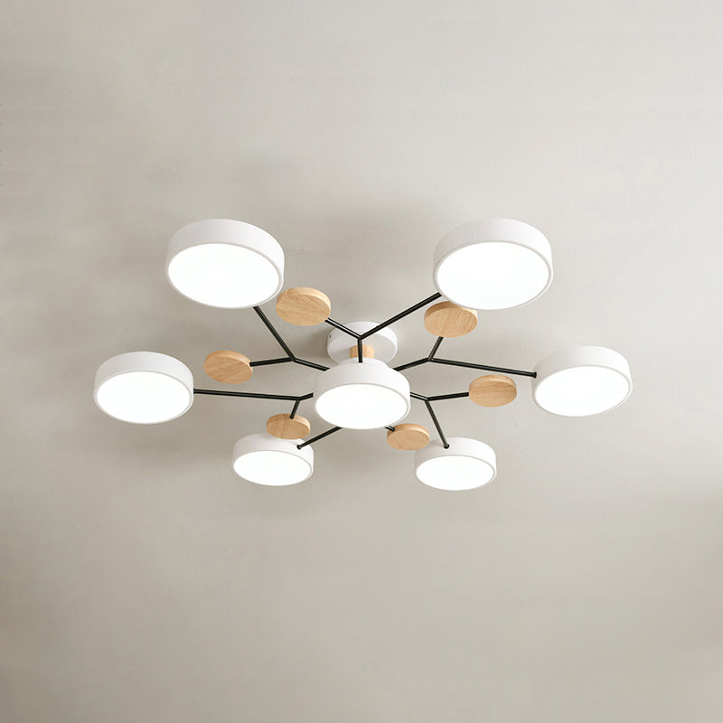 4-Heads Round Semi Flush Mount Light Modern Style Metal Led Flush Light