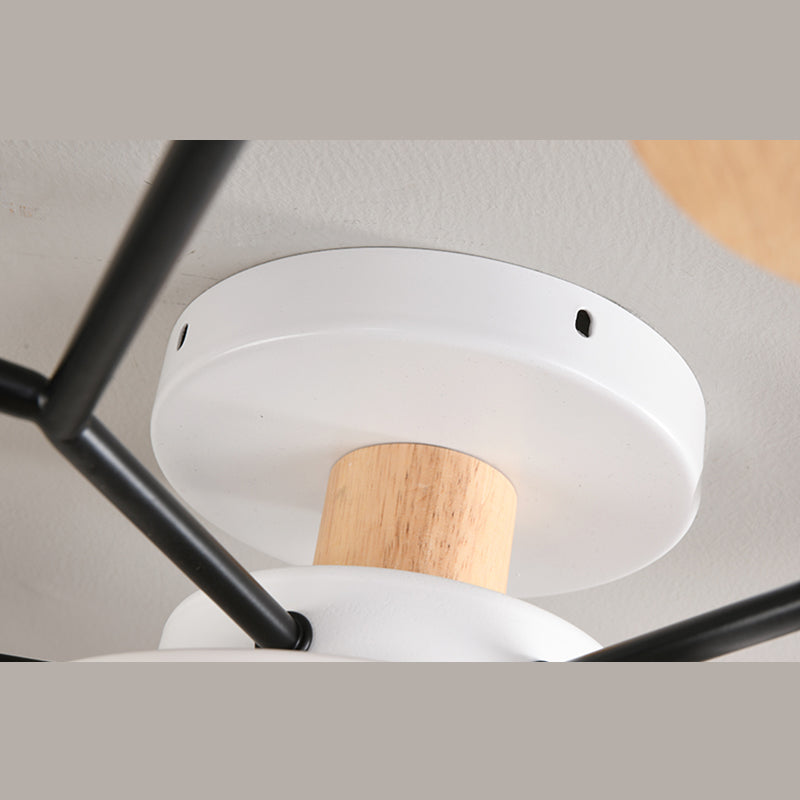 4-Heads Round Semi Flush Mount Light Modern Style Metal Led Flush Light