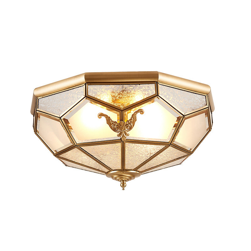 Plafonnier en laiton et verre givré, plafonnier en cuivre de Style rétro colonial pour le salon