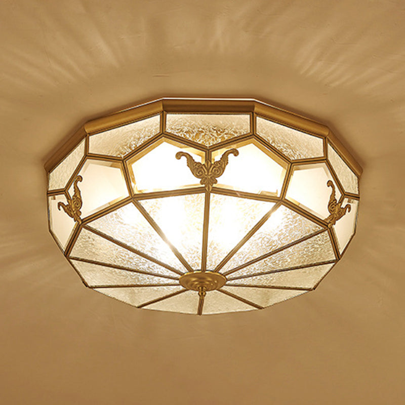 Plafonnier en laiton et verre givré, plafonnier en cuivre de Style rétro colonial pour le salon