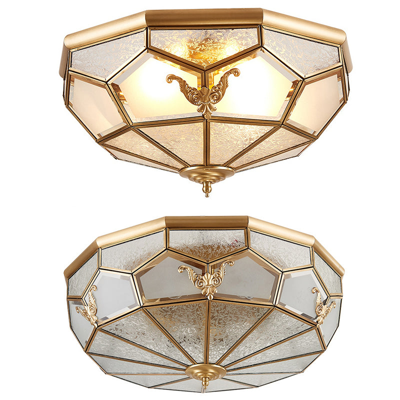 Plafonnier en laiton et verre givré, plafonnier en cuivre de Style rétro colonial pour le salon