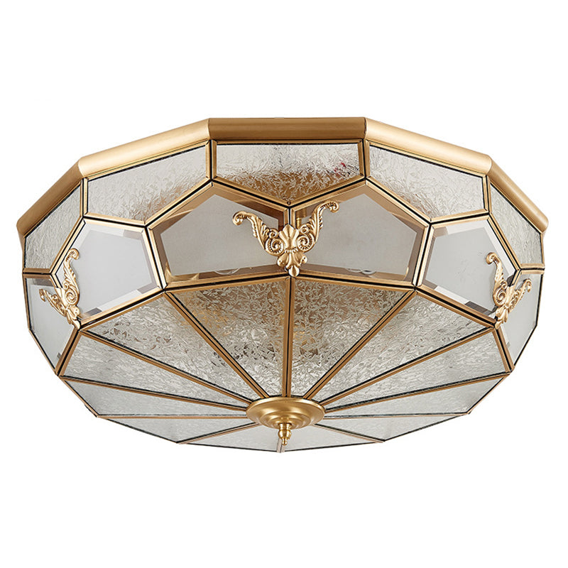 Plafonnier en laiton et verre givré, plafonnier en cuivre de Style rétro colonial pour le salon