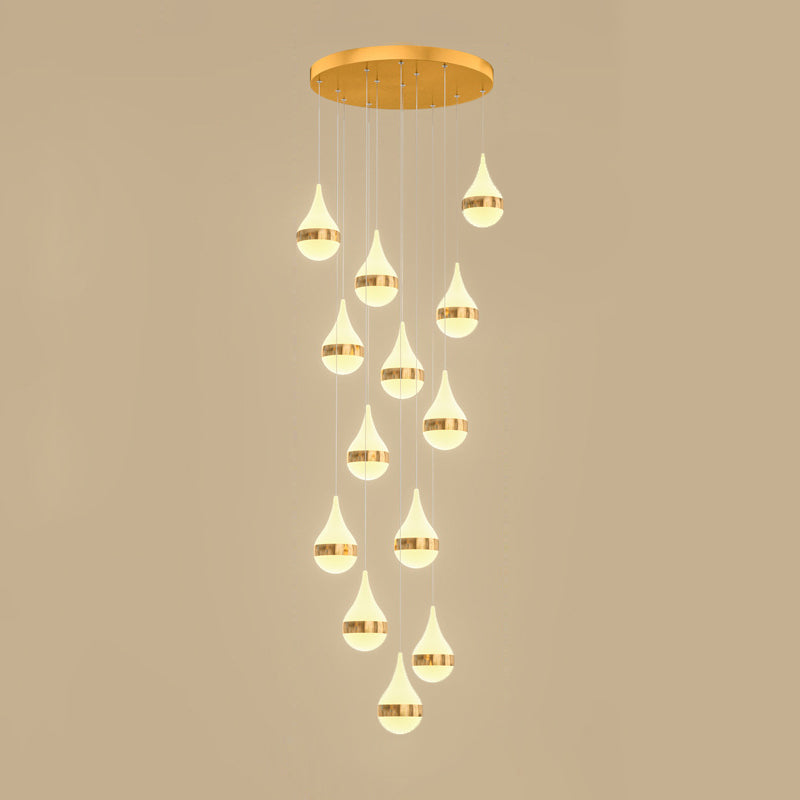 Lámpara de colgante de lágrima de hierro de hierro forjado de LED de lujo moderno con sombra acrílica