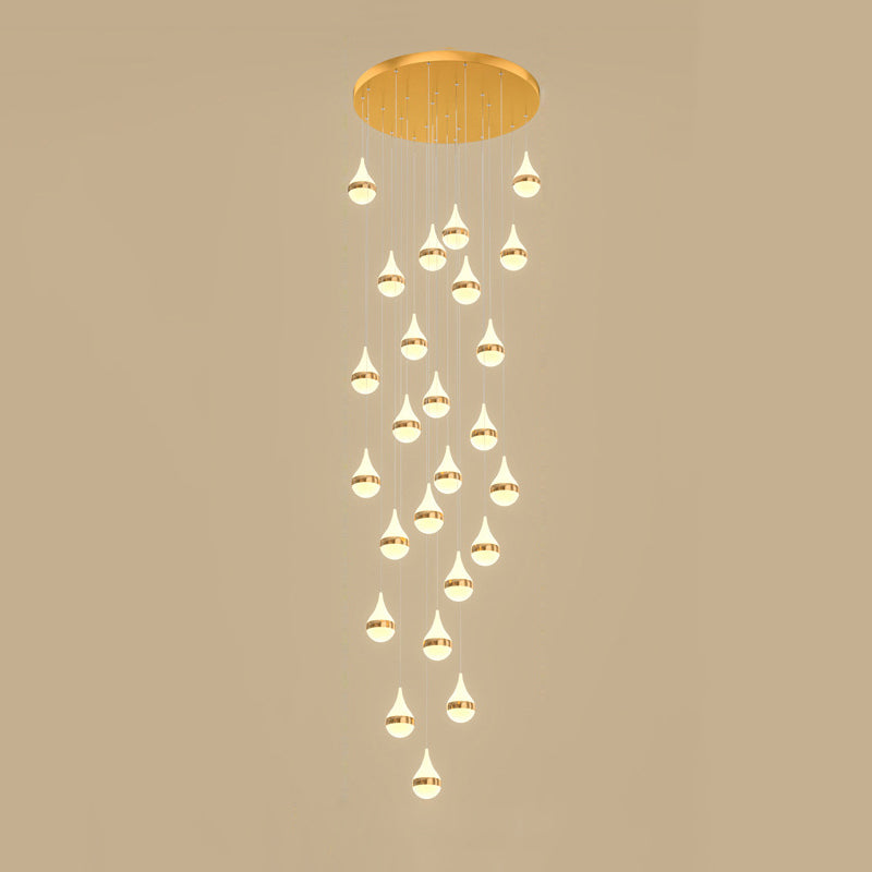 Lámpara de colgante de lágrima de hierro de hierro forjado de LED de lujo moderno con sombra acrílica