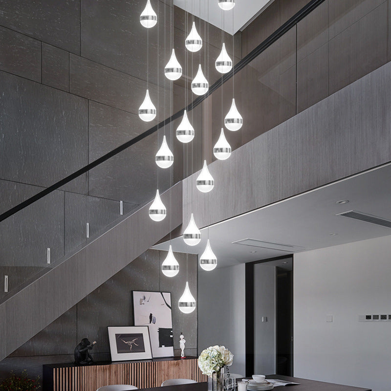 Lámpara de colgante de lágrima de hierro de hierro forjado de LED de lujo moderno con sombra acrílica