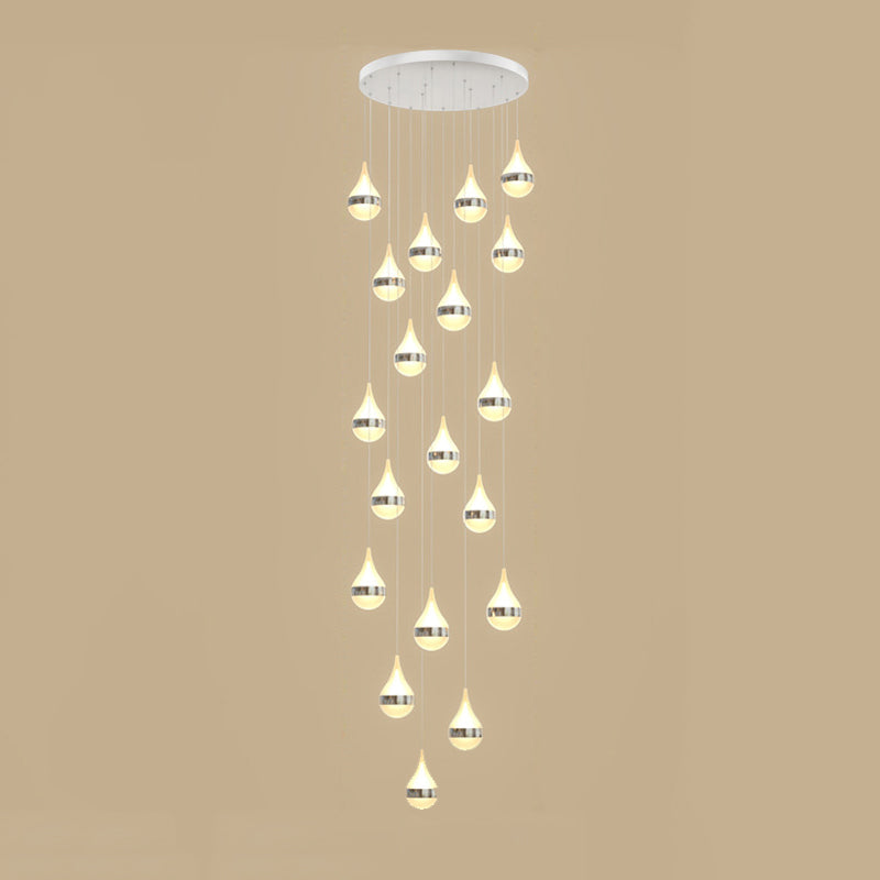 Lámpara de colgante de lágrima de hierro de hierro forjado de LED de lujo moderno con sombra acrílica