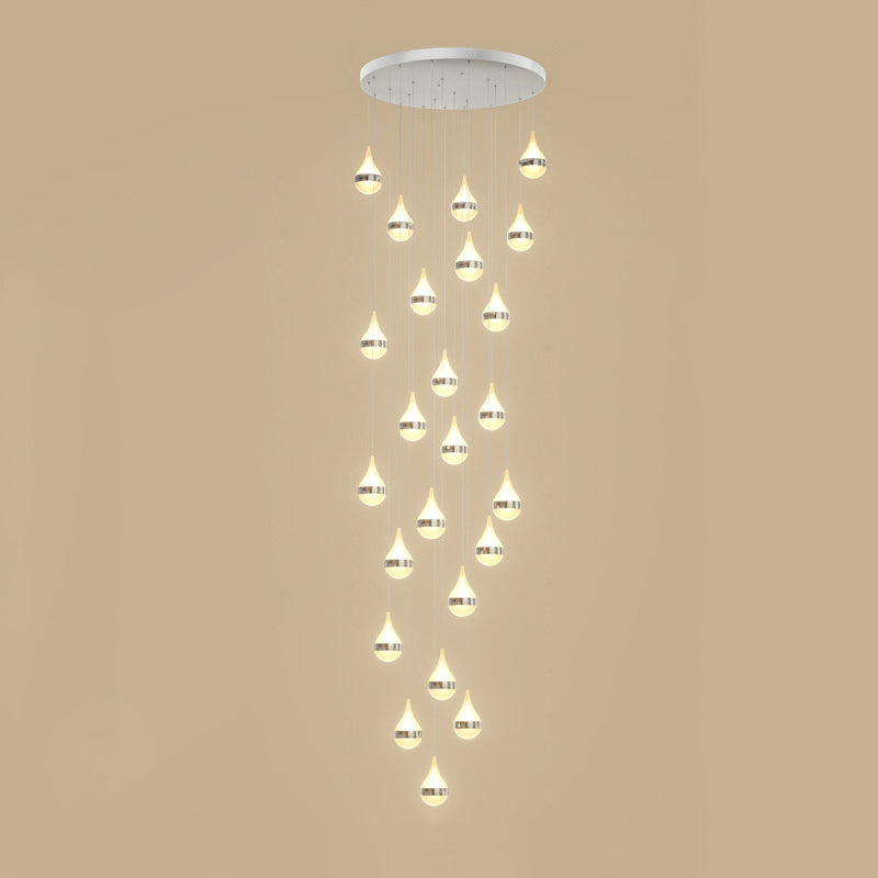 Lámpara de colgante de lágrima de hierro de hierro forjado de LED de lujo moderno con sombra acrílica