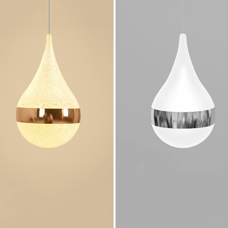 Lámpara de colgante de lágrima de hierro de hierro forjado de LED de lujo moderno con sombra acrílica