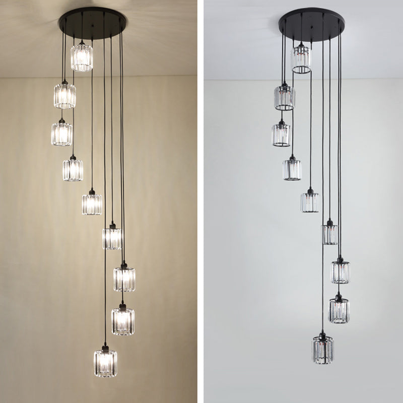 Modern Lumo geometrico di lusso Light Light Trooted in ferro battuto lampada sospesa con tonalità di cristallo