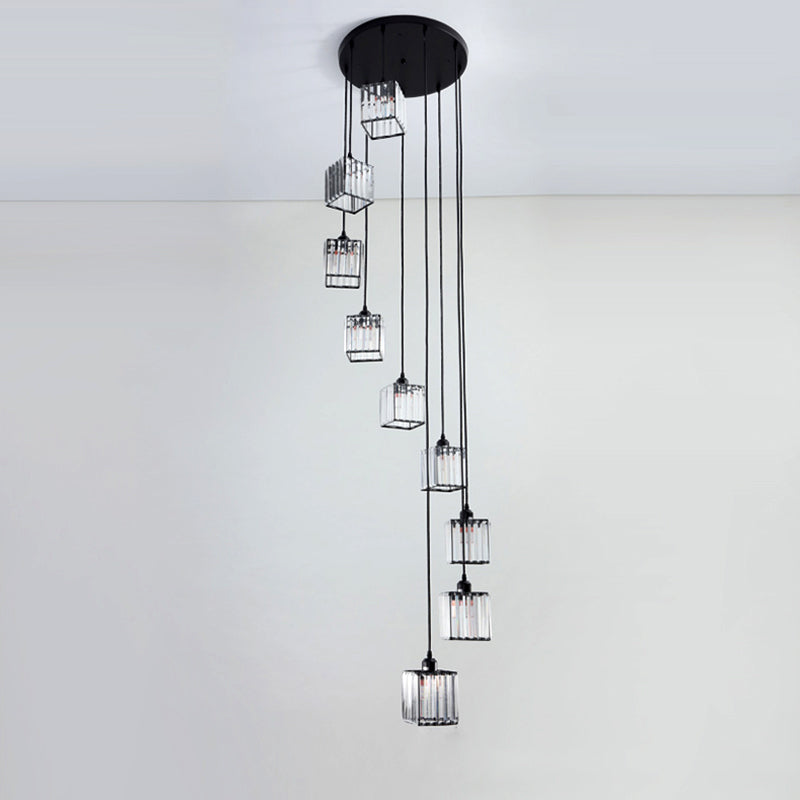 Modern Lumo geometrico di lusso Light Light Trooted in ferro battuto lampada sospesa con tonalità di cristallo