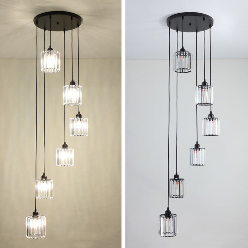 Modern Lumo geometrico di lusso Light Light Trooted in ferro battuto lampada sospesa con tonalità di cristallo