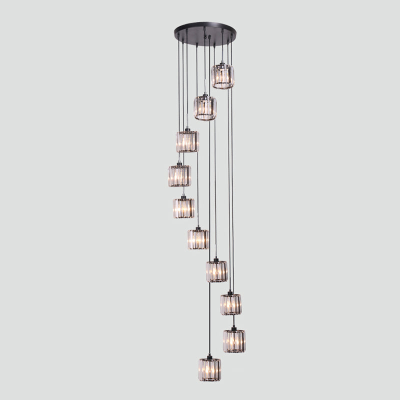 Lámpara colgante interior de hierro forjado en moderna luz colgante geométrica de cristal de lujo