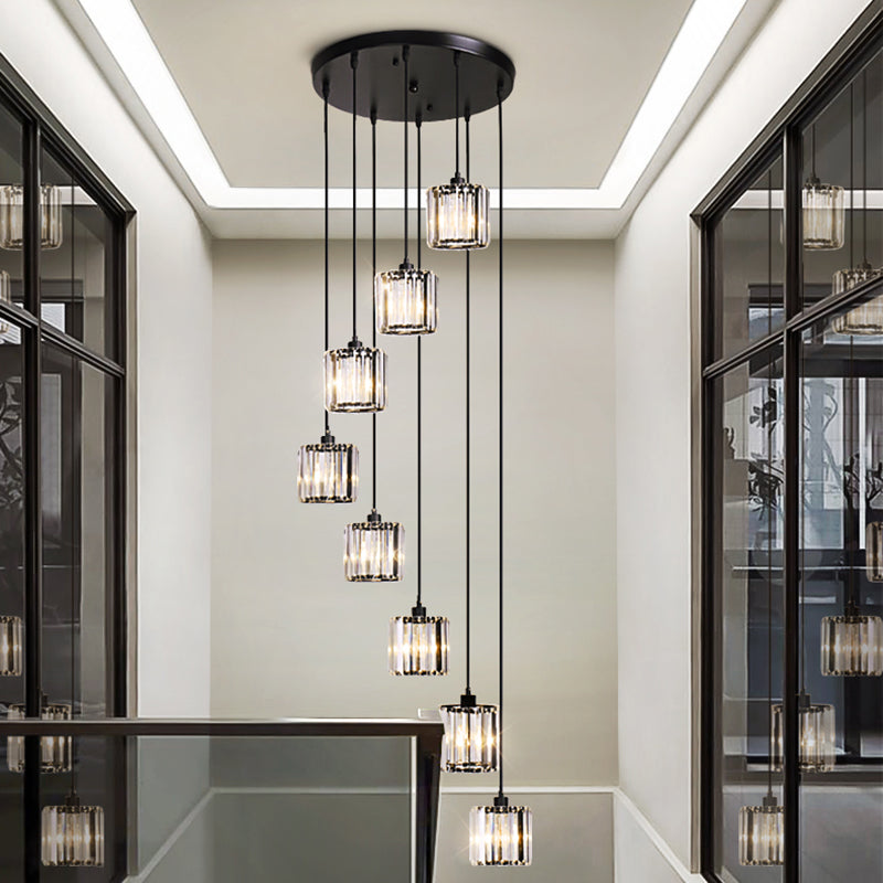 Lámpara colgante interior de hierro forjado en moderna luz colgante geométrica de cristal de lujo