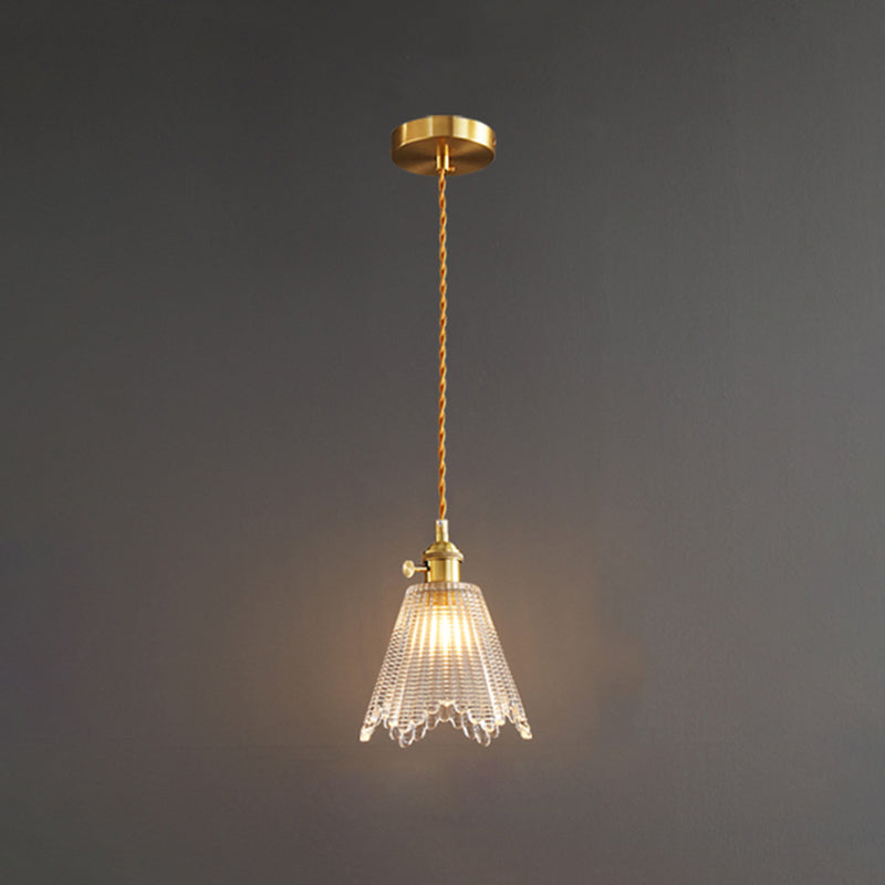 Glass Industrial Pendant Light 1-Light Hanging Ceiling Light for Bedroom