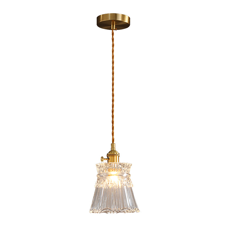 Glass Industrial Pendant Light 1-Light Hanging Ceiling Light for Bedroom