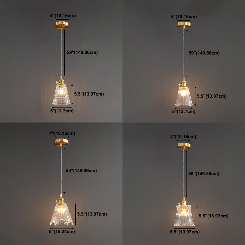 Glass Industrial Pendant Light 1-Light Hanging Ceiling Light for Bedroom