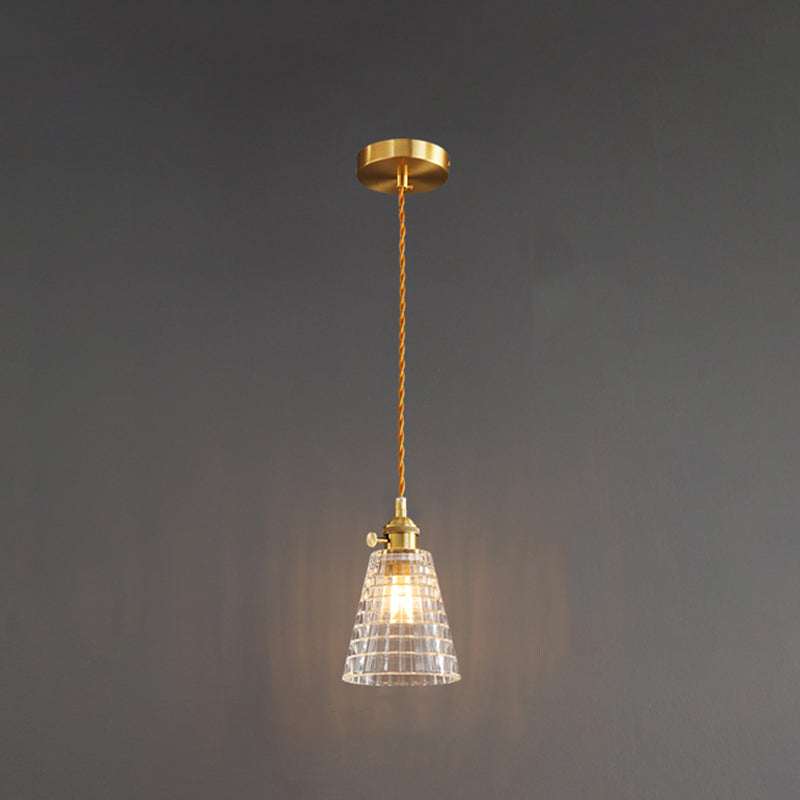Glass Industrial Pendant Light 1-Light Hanging Ceiling Light for Bedroom