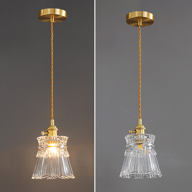 Glass Industrial Pendant Light 1-Light Hanging Ceiling Light for Bedroom
