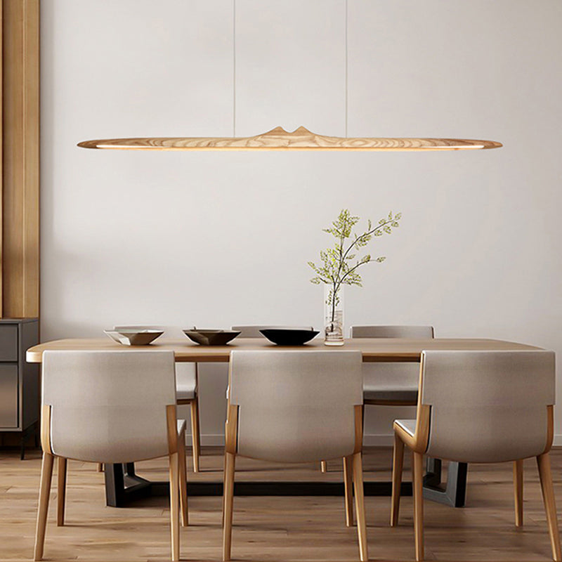 Wood Hanging Pendant Lights Nordic Modern Linear Hanging Lamps for Tea Room