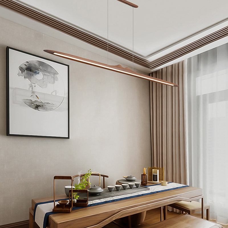 Wood Hanging Pendant Lights Nordic Modern Linear Hanging Lamps for Tea Room