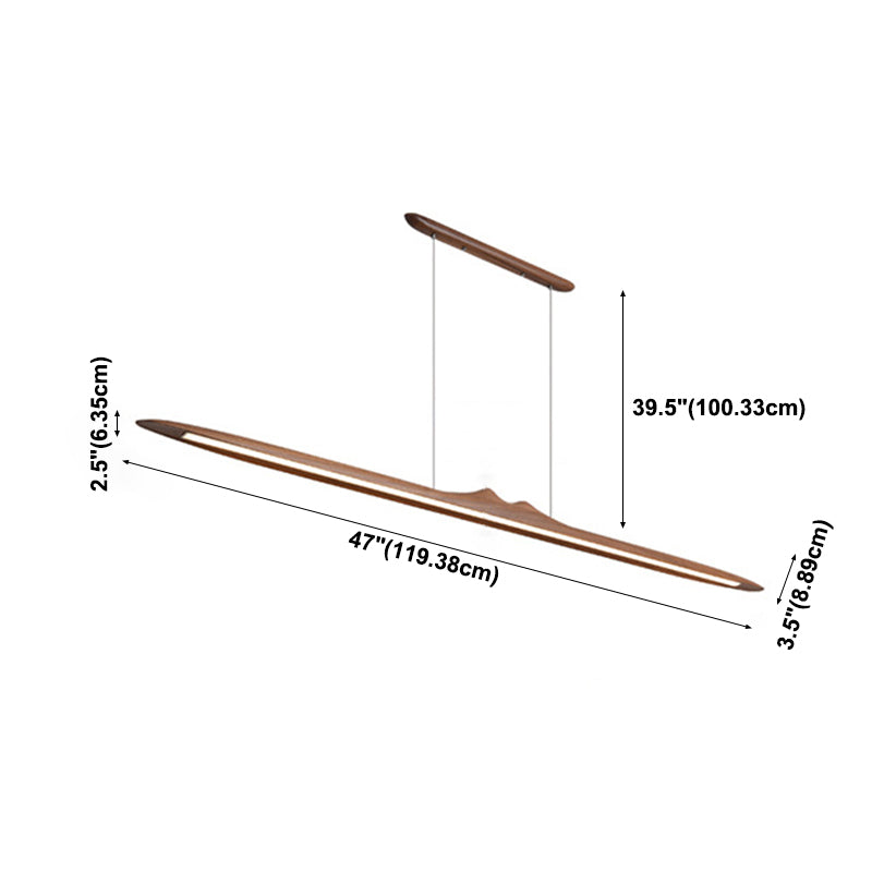 Wood Hanging Pendant Lights Nordic Modern Linear Hanging Lamps for Tea Room