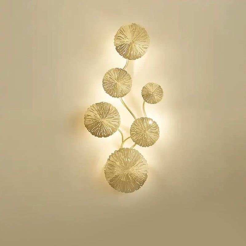 Metal Gold Wall Lamp in Modern Creative Style Stainless-Steel Lotus Shape Wall Sconce for Bedroom